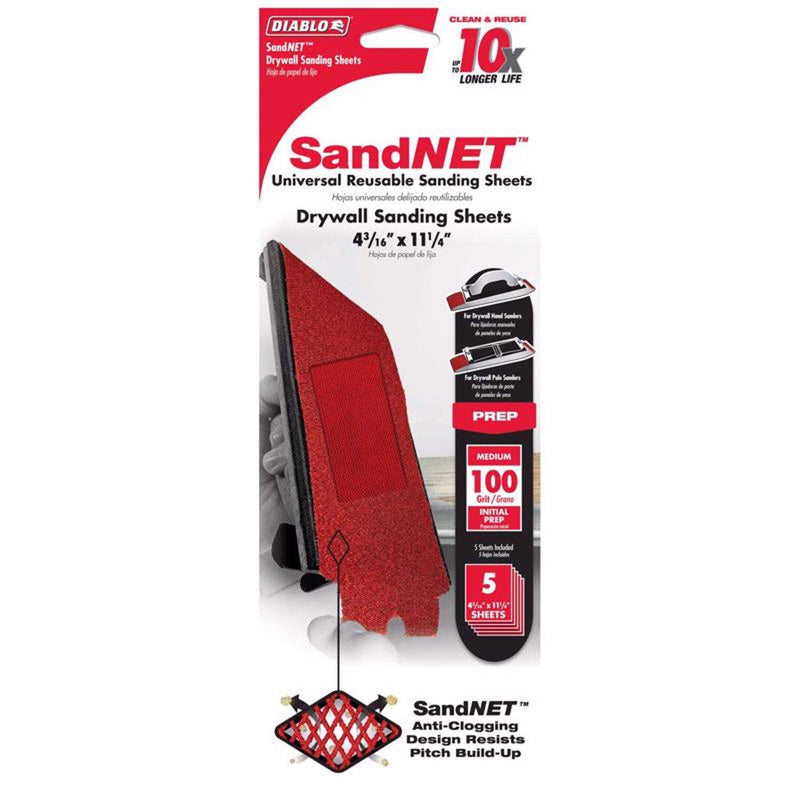 Load image into Gallery viewer, Diablo SandNet 11-1/4 in. L X 4-3/16 in. W 100 Grit Ceramic Blend All Purpose Sandpaper 5 pk