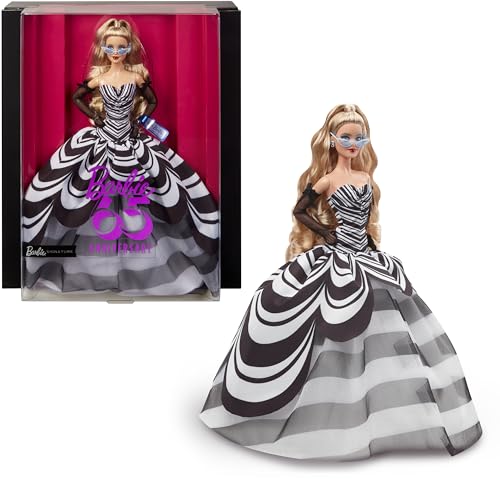 Load image into Gallery viewer, Barbie Signature 65th Anniversary Collectible Doll With Blonde Hair And Black And White Gown