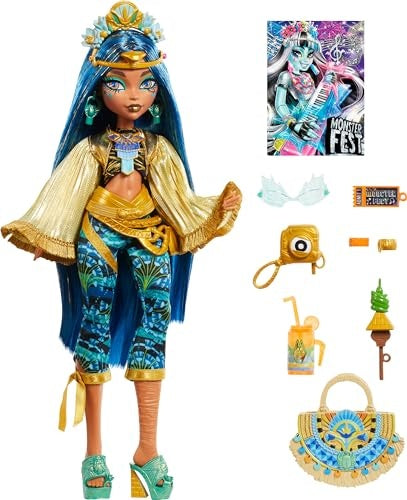 Load image into Gallery viewer, Monster High Monster Fest Cleo De Nile Fashion Doll With Festival Outfit, Band Poster And Accessories