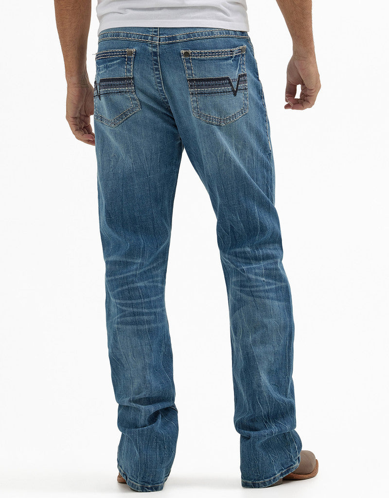 Load image into Gallery viewer, Wrangler Men's Rock 47 Stretch Low Rise Slim Fit Boot Cut Jeans - Sand Springs 32X36