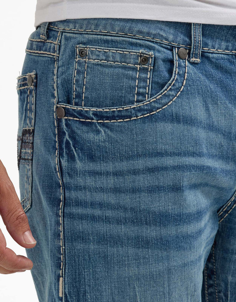 Load image into Gallery viewer, Wrangler Men's Rock 47 Stretch Low Rise Slim Fit Boot Cut Jeans - Sand Springs 32X36
