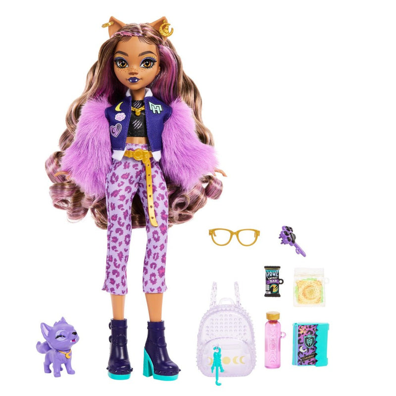 Load image into Gallery viewer, Monster High Clawdeen Wolf Fashion Doll With Pet Dog Crescent And Accessories