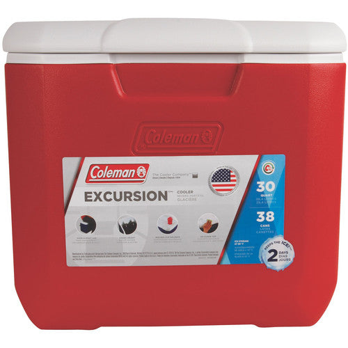 Coleman Personal Cooler, 30 qt., 38 Cans, Red, White