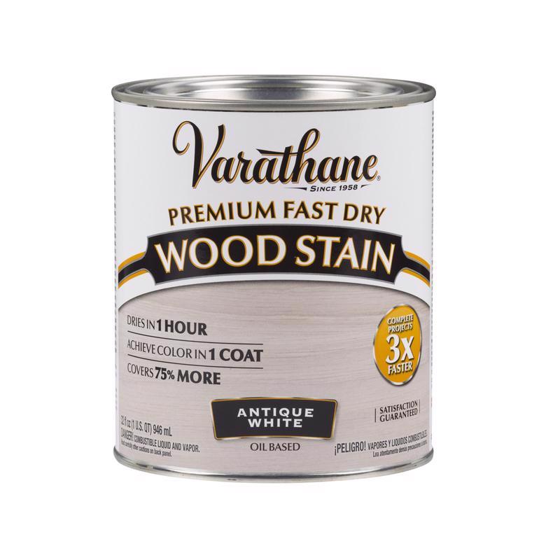 Load image into Gallery viewer, Varathane Fast Dry Wood Stain Semi-Transparent Antique White Oil-Based Urethane Modified Alkyd Wood 1qt (In-Store Pickup Only)