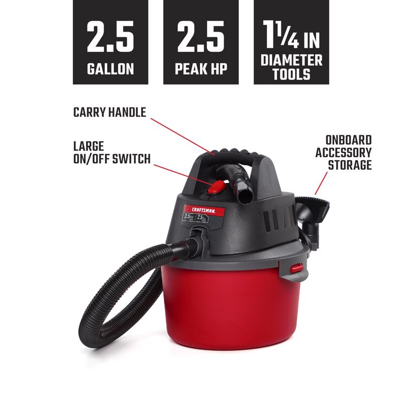 Load image into Gallery viewer, Craftsman CMXEVBE172501 2.5 gal Corded Wet/Dry Vacuum Tool Only 3 amps 120 V 2.5 HP