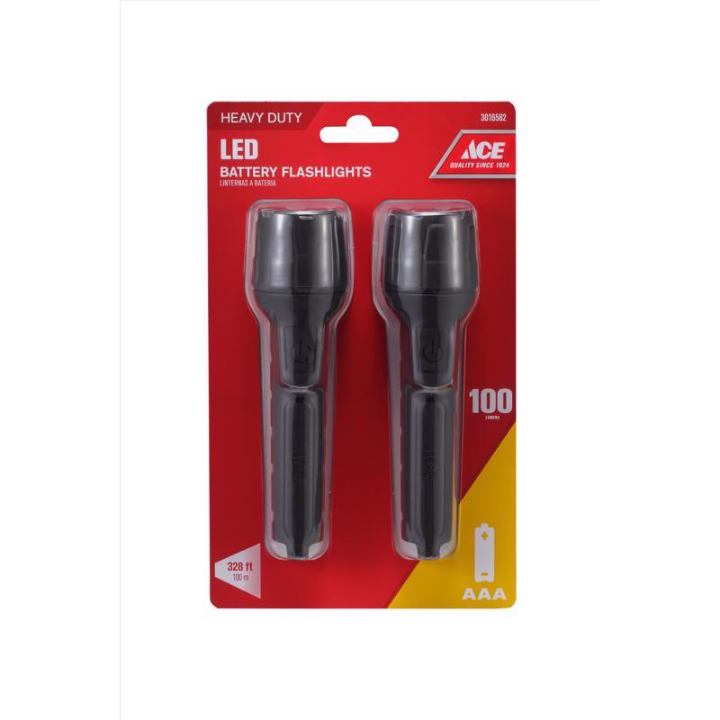 ace hardware rechargeable flashlight Ace 100 lm Black LED Flashlight AAA Battery