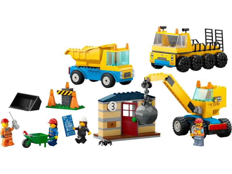 Load image into Gallery viewer, LEGO City Construction Trucks and Wrecking Ball Crane