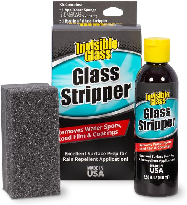 Invisible Glass 3.38-Ounce Glass Stripper Water Spot Remover Kit Eliminates Coatings, Waxes, Oils and More to Polish and Restore Automotive Glass , white