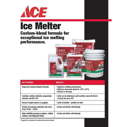 Ace Magnesium Chloride/MG-104/Sodium Chloride Pet Friendly Granule Ice Melt 40 lb