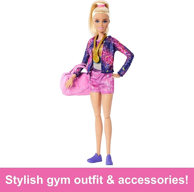 Load image into Gallery viewer, Barbie Gymnastics Playset With Blonde Fashion Doll, Balance Beam, 10+ Accessories & Flip Feature