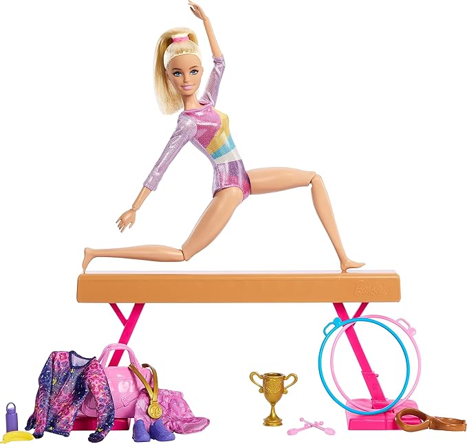 Load image into Gallery viewer, Barbie Gymnastics Playset With Blonde Fashion Doll, Balance Beam, 10+ Accessories & Flip Feature