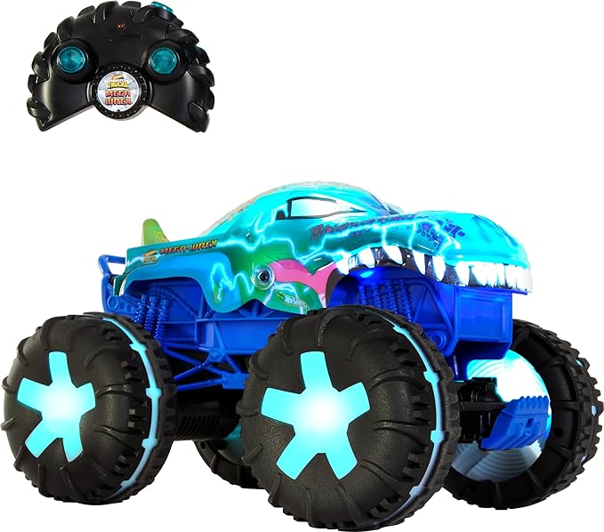 Load image into Gallery viewer, Hot Wheels Monster Trucks 1:15 Scale MEGA-Wrex Alive Remote-Control Vehicle, Battery-Powered RC With Interactive Lights & Sounds