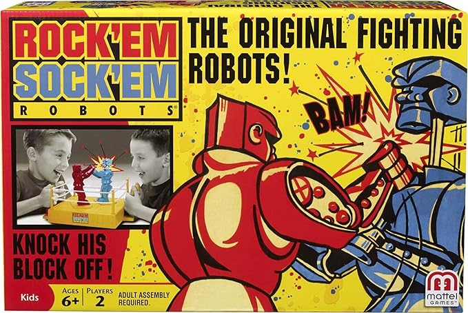 Load image into Gallery viewer, Rock 'Em Sock 'Em Robots Kids Game, Fighting Robots With Red Rocker & Blue Bomber