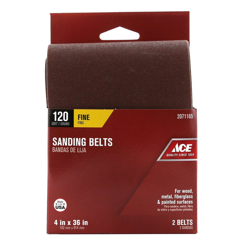 Load image into Gallery viewer, Ace 36 in. L X 4 in. W Aluminum Oxide Sanding Belt 120 Grit Fine 2 pc