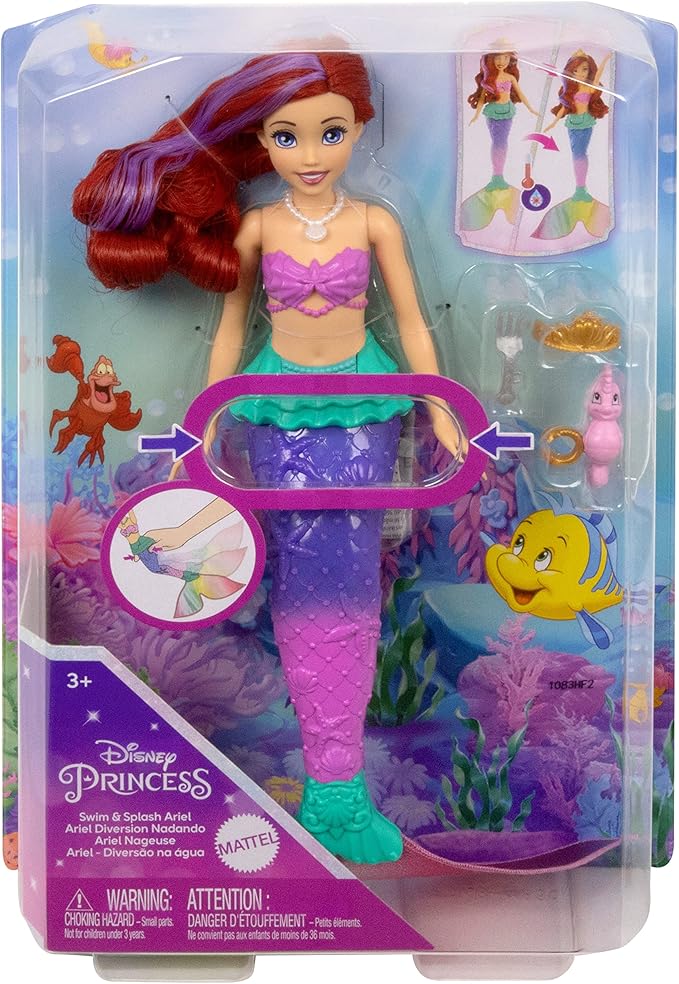 Load image into Gallery viewer, Disney Princess Ariel Swimming Mermaid Fashion Doll With Color-Change Hair & Tail