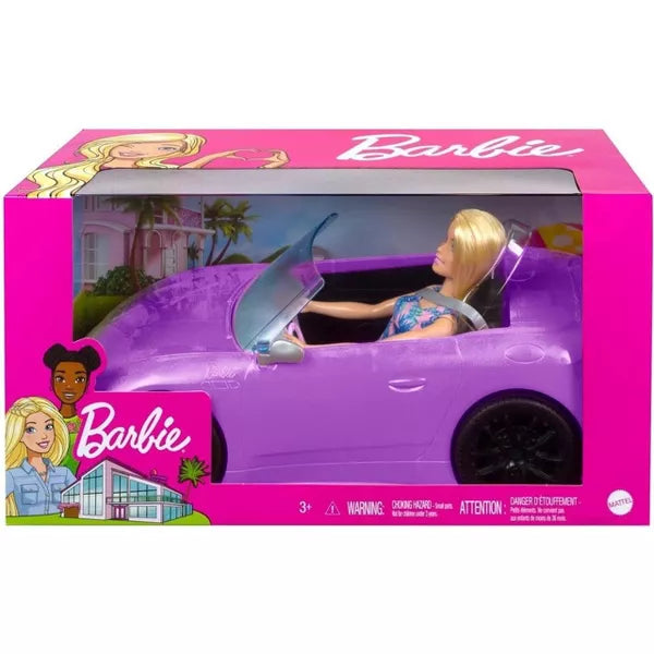 Load image into Gallery viewer, Barbie Blonde Doll and Convertible Purple Vehicle