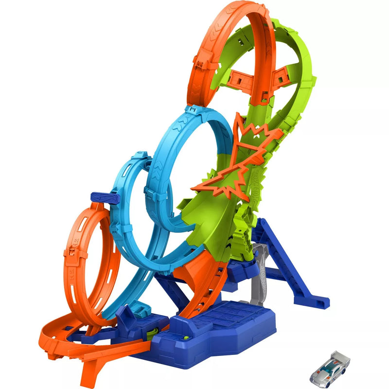 Load image into Gallery viewer, Hot Wheels Action 4-Loop Crash Out Track Set with Motorized Booster and Toy Car