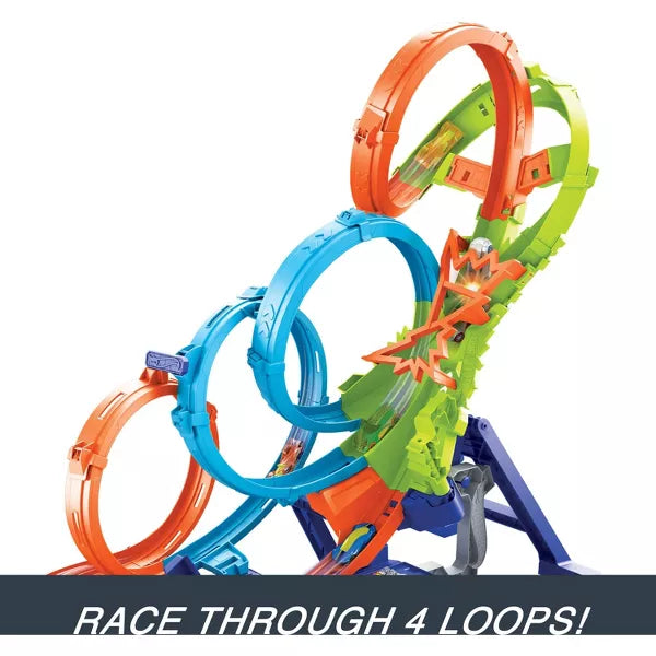 Load image into Gallery viewer, Hot Wheels Action 4-Loop Crash Out Track Set with Motorized Booster and Toy Car