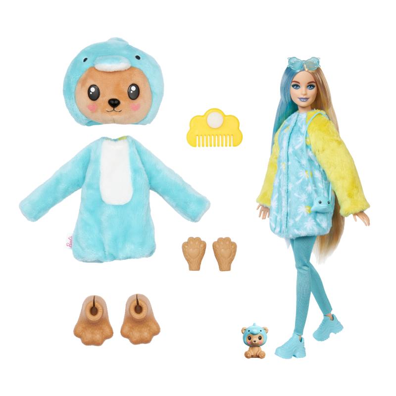 Load image into Gallery viewer, Barbie Cutie Reveal doll, teddy bear in a plush dolphin costume