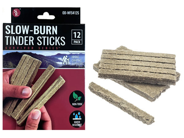 12 Pack Slow-Burn Water Resistant Tinder Sticks, Size 4
