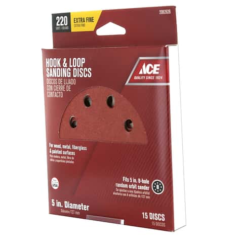 Load image into Gallery viewer, Ace 5 in. Aluminum Oxide Hook and Loop Sanding Disc 220 Grit Very Fine 15 pk
