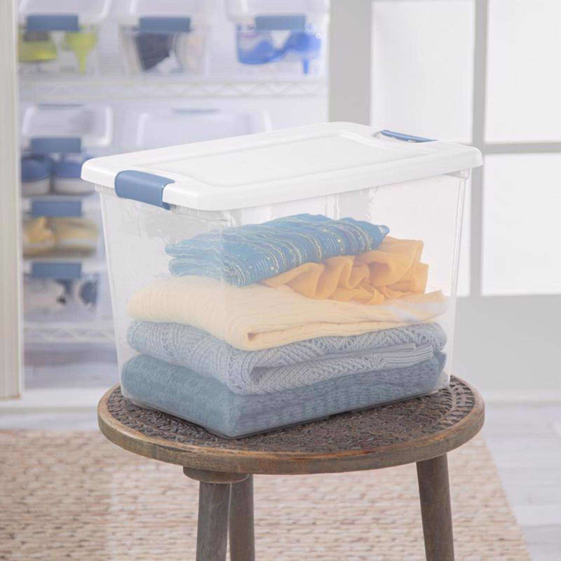 Load image into Gallery viewer, Sterilite 25 qt Clear/White Latch Storage Box 11-5/8 in. H X 16-1/4 in. W X 11-1/4 in. D Stackable