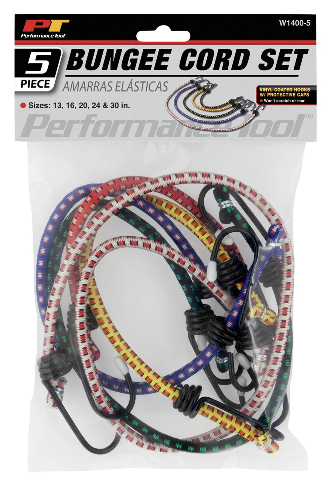 Performance Tool W1449 5pk Flat Carabiner Bungee Cord