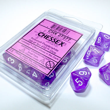 Chessex Dice Set: Borealis Purple/white Luminary