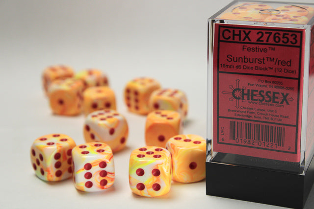 Chessex: Festive Sunburst/ Red 16mm Set
