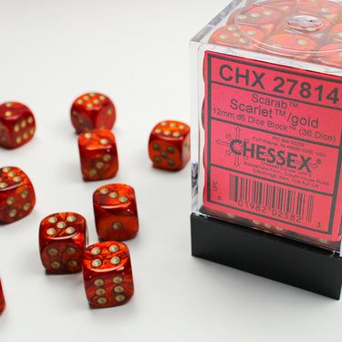 Chessex Dice: Scarab 12mm D6 (Bright Green/Black)