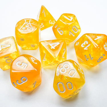 Chessex Borealis Canary/white Luminary Polyhedral 7-Dice Set (with bonus die)