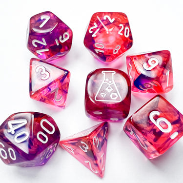 Chessex Nebula Black Light Special/white Polyhedral 7-Dice Set (with bonus die)