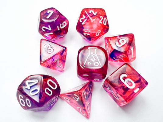 Chessex Nebula Black Light Special/white Polyhedral 7-Dice Set (with bonus die)