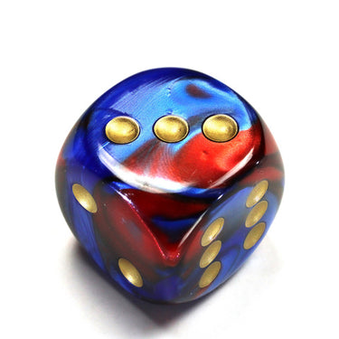 Chessex Gemini Blue-Red w/Gold 30mm d6 dice w/pips