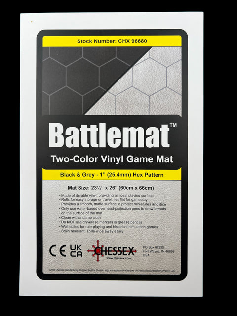 Battlemat 1" Reversible Black-Grey Hexes