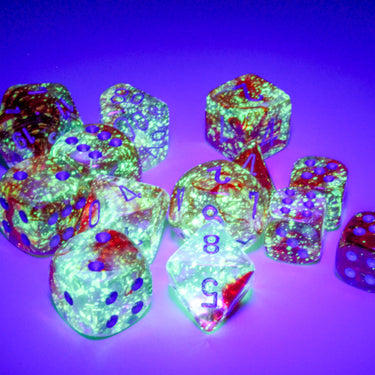 Chessex Nebula Red/silver Luminary 16mm d6 Dice Block (12 dice)