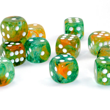 Chessex Nebula Spring/white Luminary 16mm d6 Dice Block (12 dice)