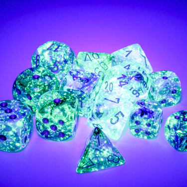 Chessex Nebula Oceanic/Gold Luminary 16mm d6 Dice Block (12 dice)