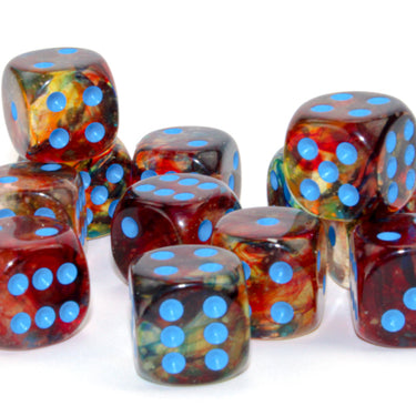 Chessex Nebula Primary/blue Luminary 16mm d6 Dice Block (12 dice)