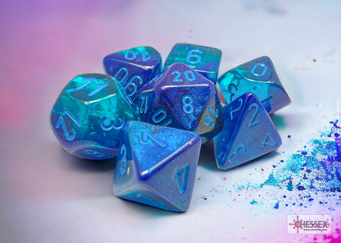 Chessex Gemini Blue-Blue/light blue Luminary Polyhedral 7-Dice Set