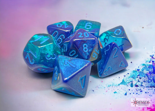 Chessex Gemini Blue-Blue/light blue Luminary Polyhedral 7-Dice Set