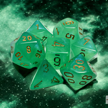 Chessex Borealis Polyhedral Light Green/gold Luminary 7-Die Set