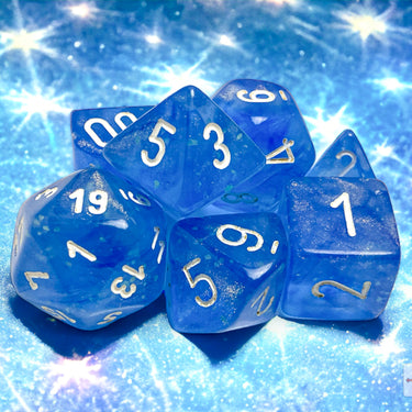 Borealis Sky Blue/white Luminary Polyhedral 7-Dice Set