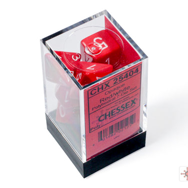 Chessex Opaque Red/White Polyhedral 7-Dice Set