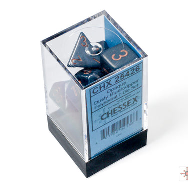 Chessex Opaque Dusty Blue/Copper Polyhedral 7-Dice Set