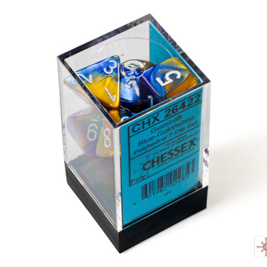 Chessex Gemini Blue-Gold/white Polyhedral 7-Dice Set