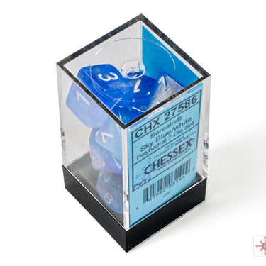 Borealis Sky Blue/white Luminary Polyhedral 7-Dice Set