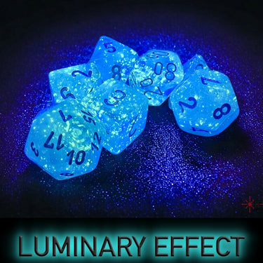 Borealis Sky Blue/white Luminary Polyhedral 7-Dice Set