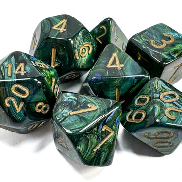 Chessex Scarab Jade/Gold Polyhedral 7-Dice Set