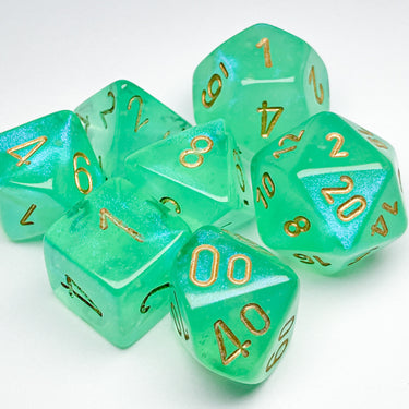 Chessex Borealis Polyhedral Light Green/gold Luminary 7-Die Set